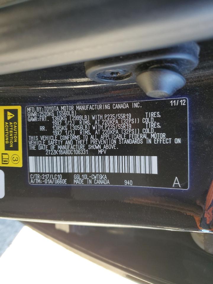 2013 Lexus Rx 350 VIN: 2T2ZK1BA8DC106331 Lot: 91696245