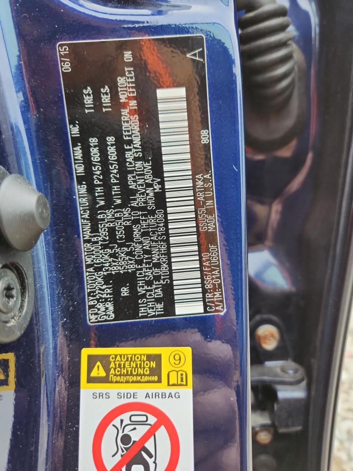 2015 Toyota Highlander Le VIN: 5TDBKRFH6FS184080 Lot: 91184045