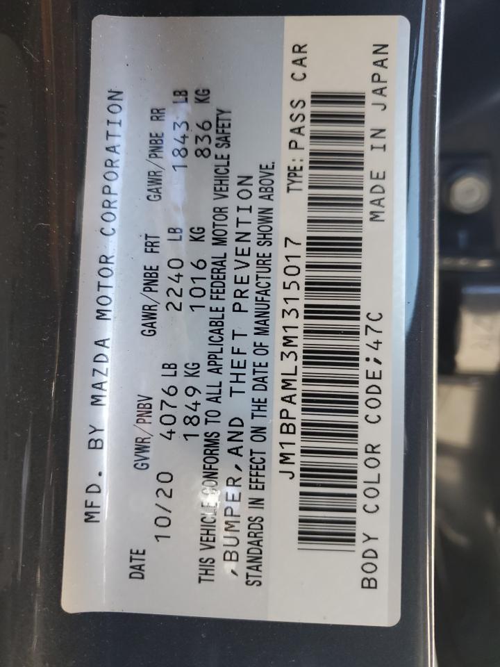 2021 Mazda 3 Premium VIN: JM1BPAML3M1315017 Lot: 92691665