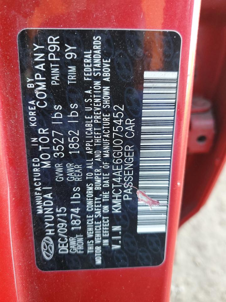 2016 Hyundai Accent Se VIN: KMHCT4AE6GU075452 Lot: 93383085