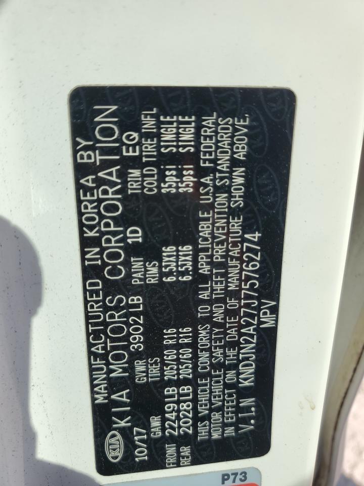 2018 Kia Soul VIN: KNDJN2A27J7576274 Lot: 91894965