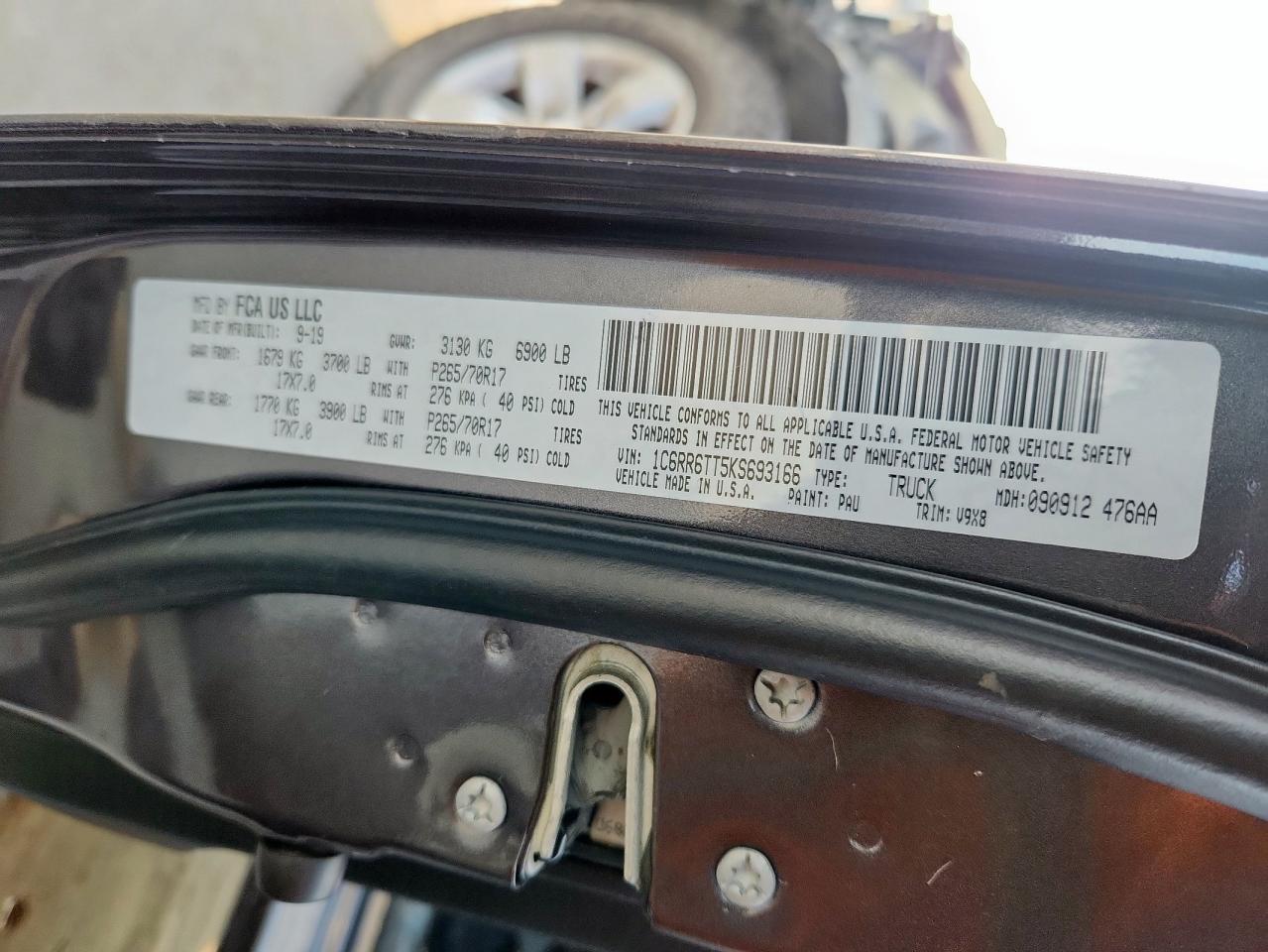 2019 Ram 1500 Classic Slt VIN: 1C6RR6TT5KS693166 Lot: 93664685