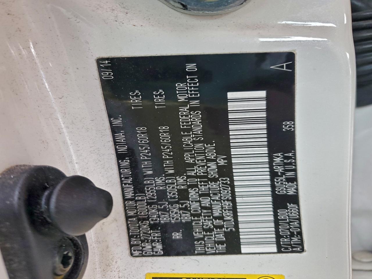 2015 Toyota Highlander Xle VIN: 5TDJKRFH9FS092733 Lot: 93673925