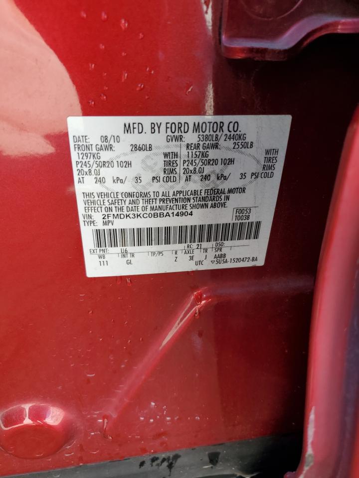 2011 Ford Edge Limited VIN: 2FMDK3KC0BBA14904 Lot: 91231205