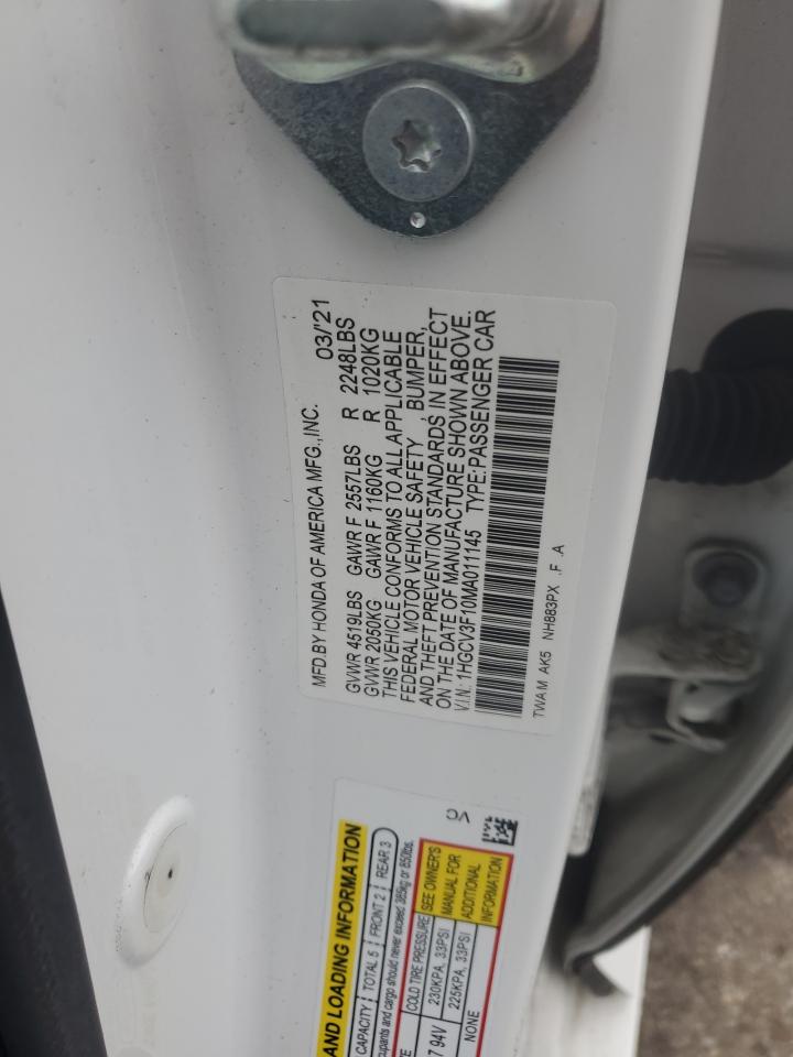 2021 Honda Accord Hybrid VIN: 1HGCV3F10MA011145 Lot: 93510535