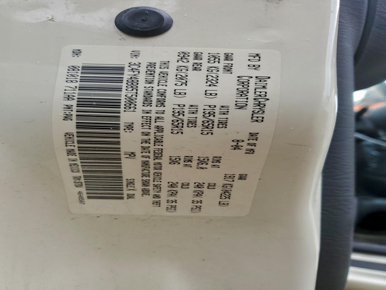 2005 Chrysler Pt Cruiser VIN: 3C4FY48B85T500661 Lot: 94460725