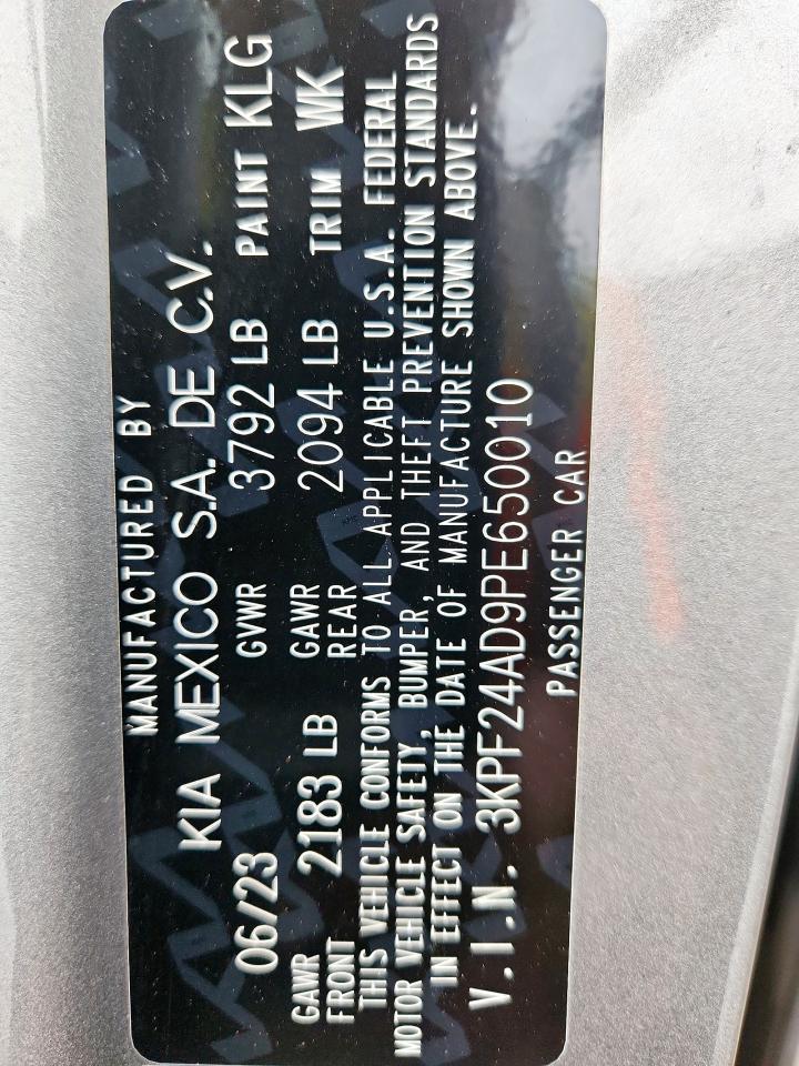 2023 Kia Forte Lx VIN: 3KPF24AD9PE650010 Lot: 93771025
