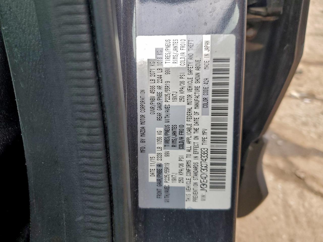 2016 Mazda Cx-5 Gt VIN: JM3KE4DY3G0743383 Lot: 93931065