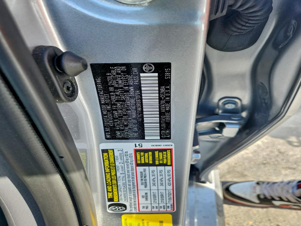 2024 Toyota Camry Le VIN: 4T1C11AK9RU870704 Lot: 93881075