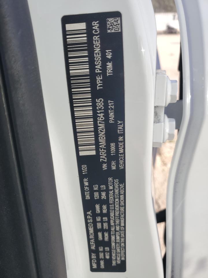 2021 Alfa Romeo Giulia Ti VIN: ZARFAMBN2M7641385 Lot: 92327715