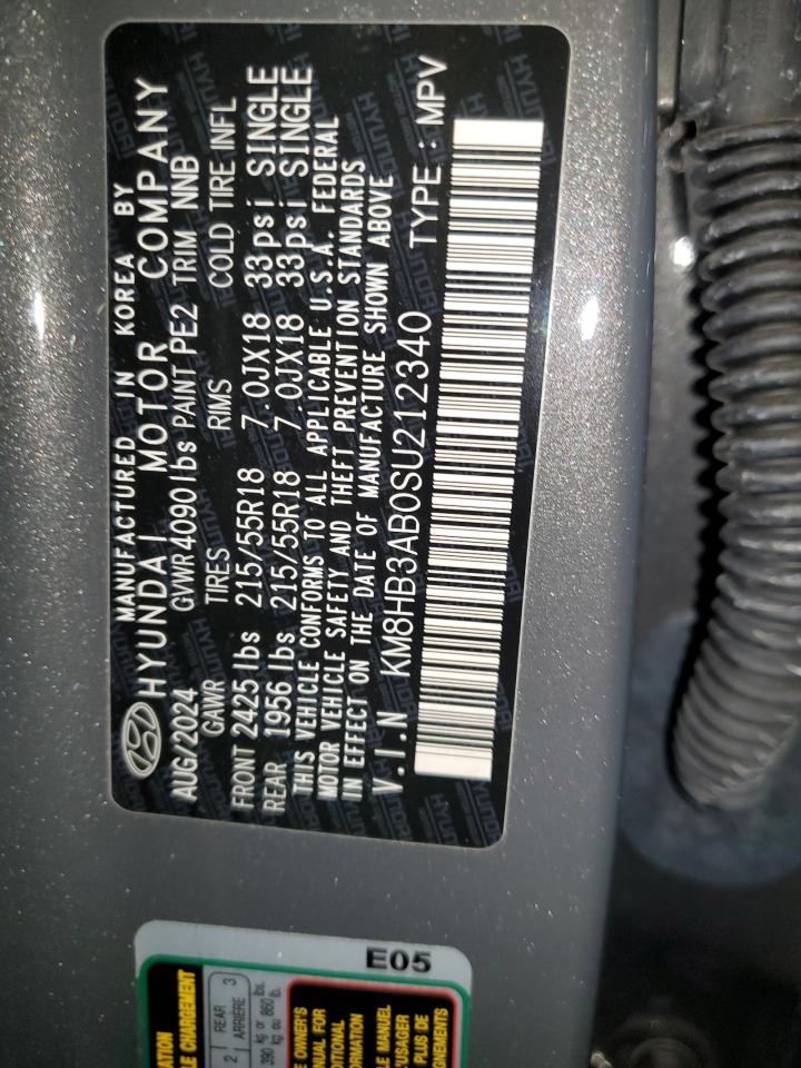 2025 Hyundai Kona Sel VIN: KM8HB3AB0SU212340 Lot: 92726735