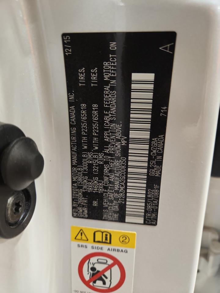 2016 Lexus Rx 350 Base VIN: 2T2BZMCA2GC008350 Lot: 92260225