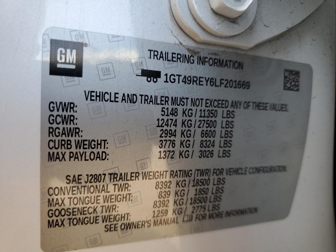 2020 GMC Sierra K2500 Denali VIN: 1GT49REY6LF201669 Lot: 91228025