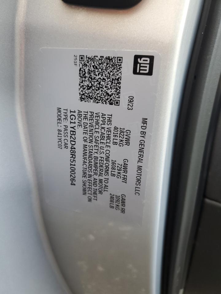 2024 Chevrolet Corvette Stingray 2Lt VIN: 1G1YB2D48R5100264 Lot: 92782875