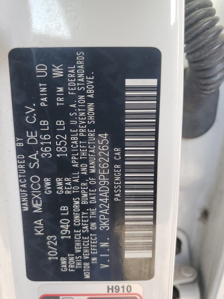 2023 Kia Rio Lx VIN: 3KPA24AD9PE622654 Lot: 92718775