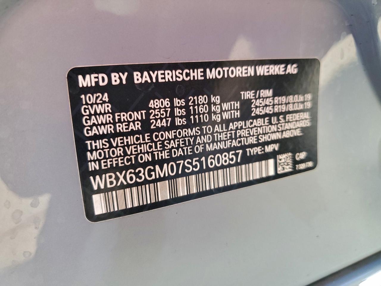2025 BMW X2 xDrive28I VIN: WBX63GM07S5160857 Lot: 93890735