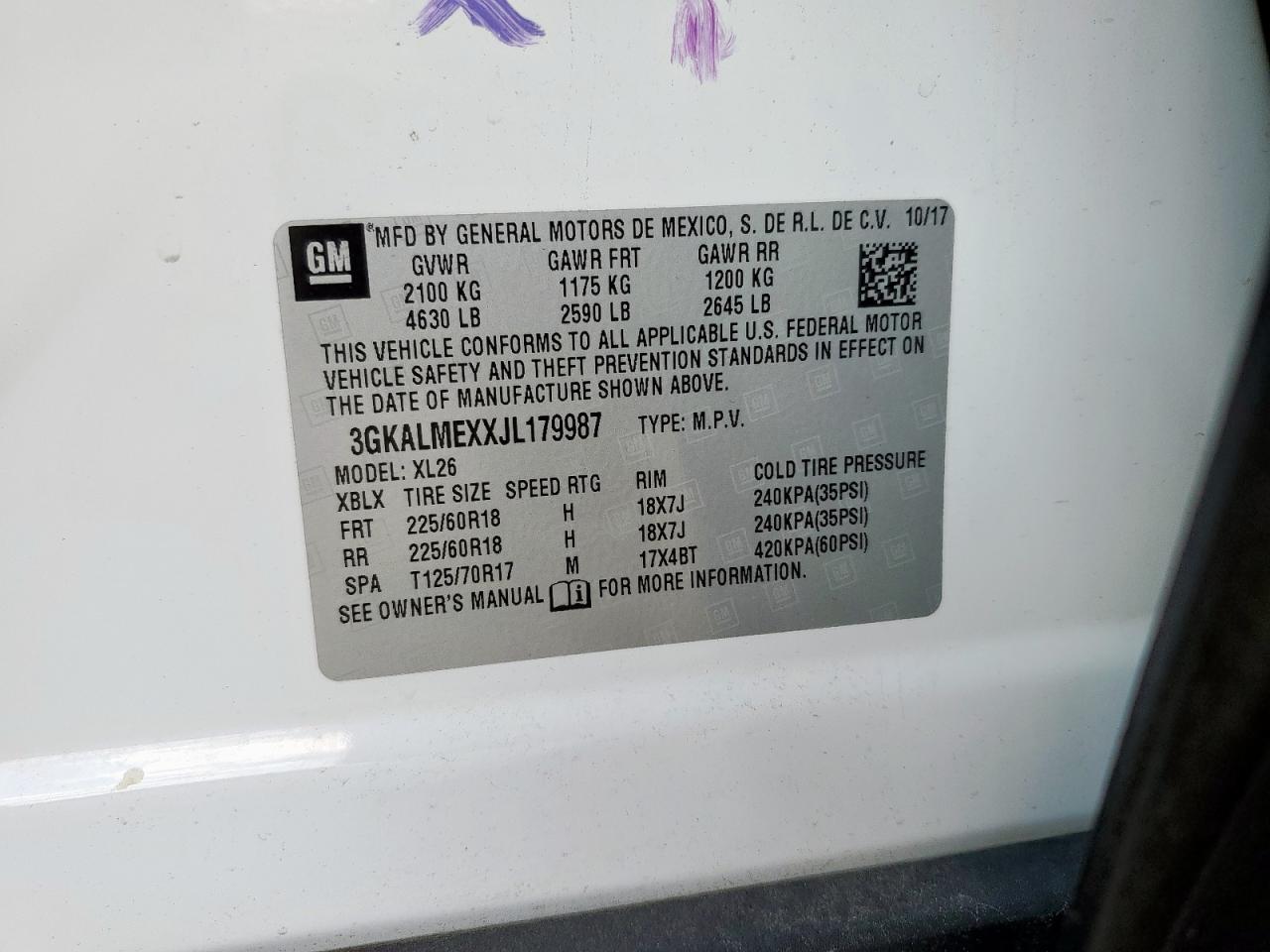 2018 GMC Terrain Sle VIN: 3GKALMEXXJL179987 Lot: 92104935