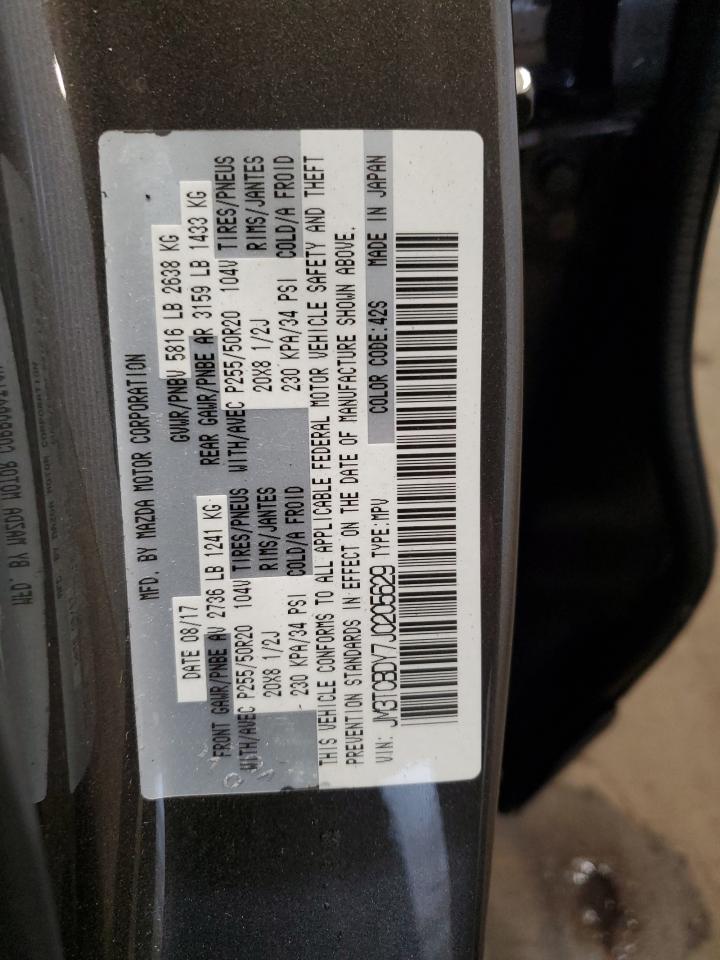 2018 Mazda Cx-9 Grand Touring VIN: JM3TCBDY7J0205629 Lot: 90345345