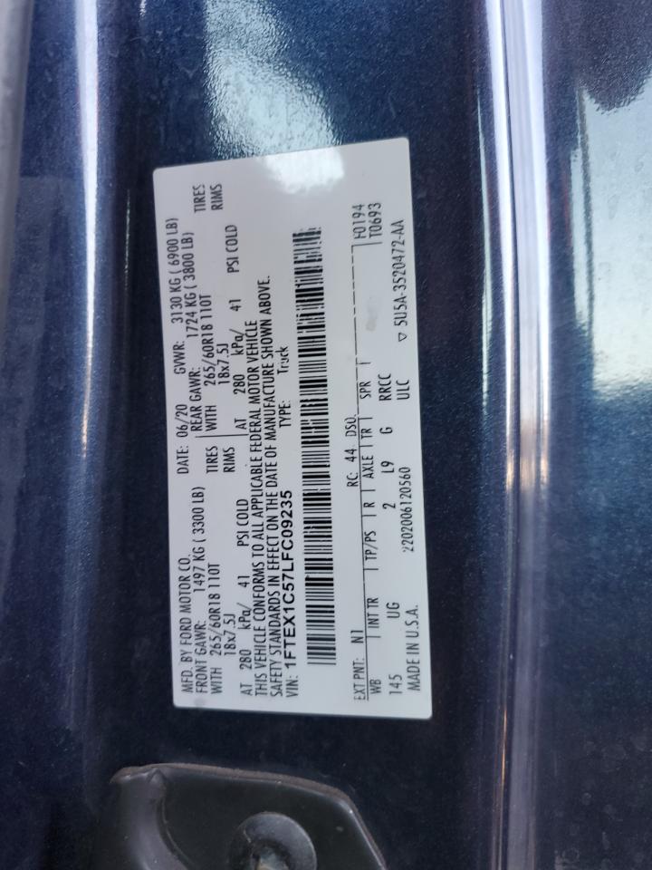2020 Ford F150 Super Cab VIN: 1FTEX1C57LFC09235 Lot: 93026685