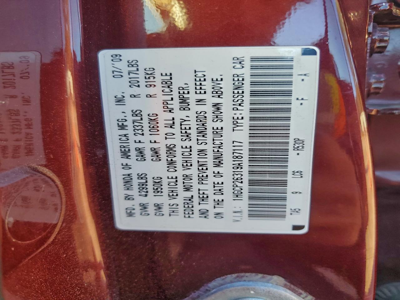 2009 Honda Accord Lx VIN: 1HGCP26319A187117 Lot: 93924425