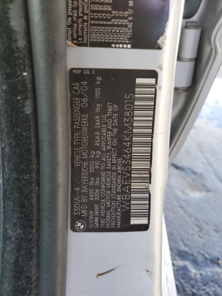 2004 BMW 330 I VIN: WBAEV53464KM38015 Lot: 91560685