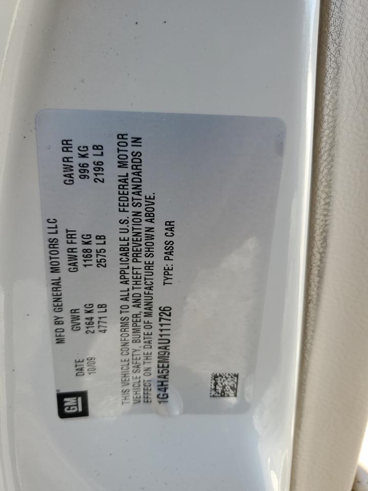 2010 Buick Lucerne Cx VIN: 1G4HA5EM9AU111726 Lot: 92640635