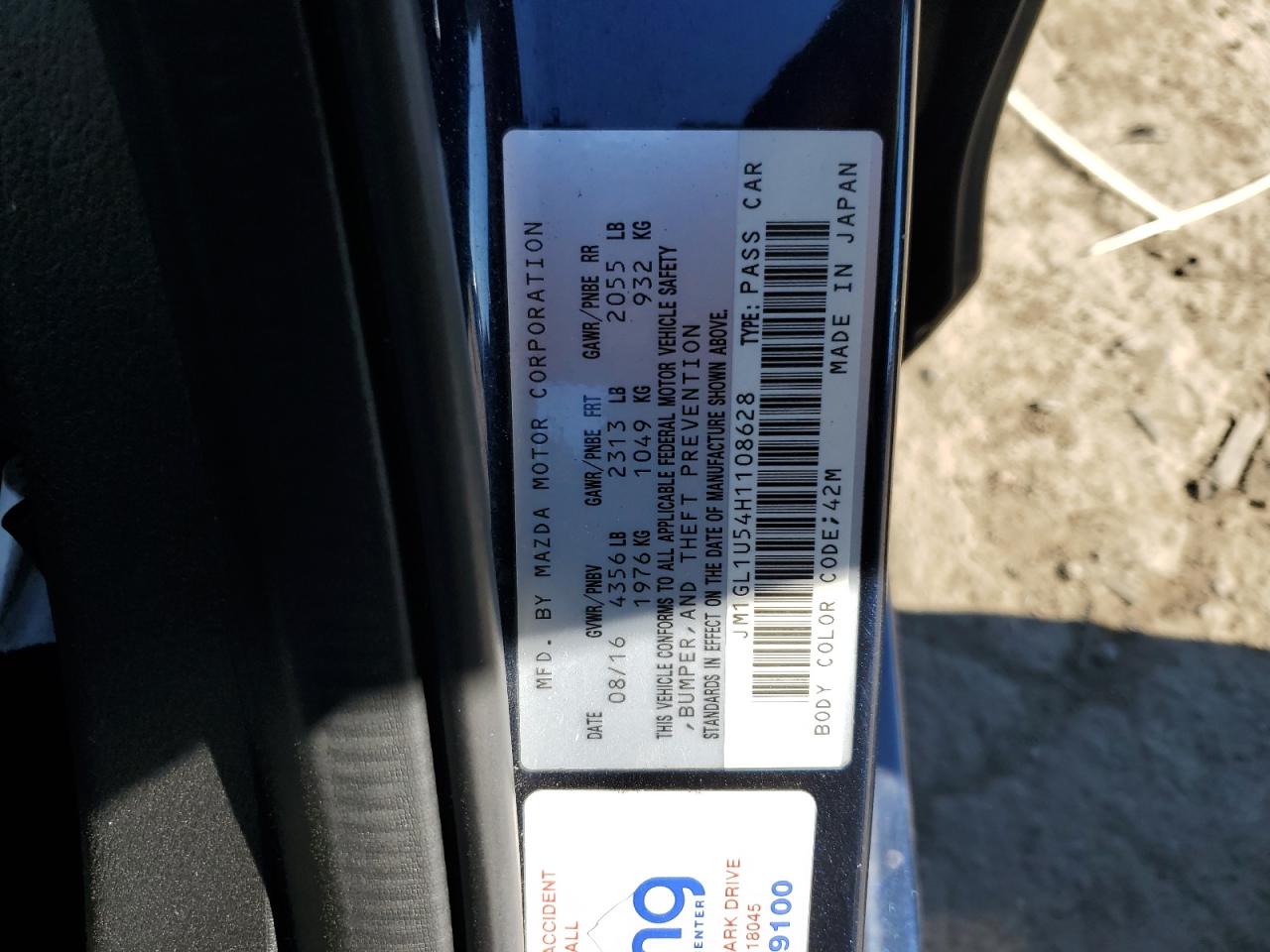 2017 Mazda 6 Sport VIN: JM1GL1U54H1108628 Lot: 91445335