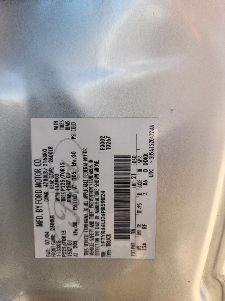 2004 Ford Ranger Super Cab VIN: 1FTYR44U24PB59824 Lot: 85435785