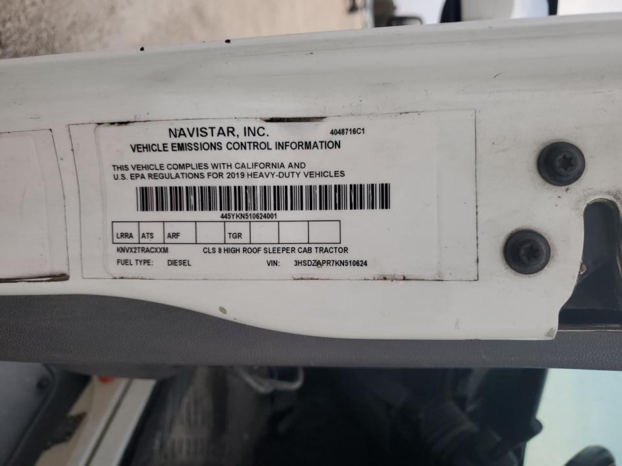 2019 International Lt625 Semi Truck VIN: 3HSDZAPR7KN510624 Lot: 91634625