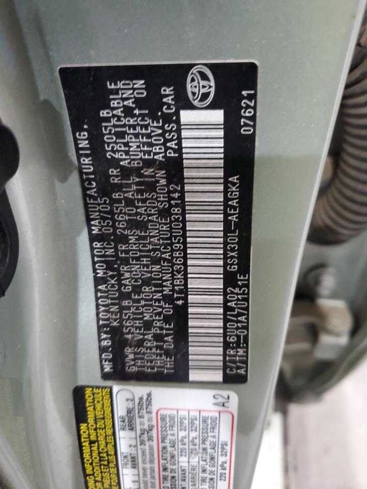 2005 Toyota Avalon Xl VIN: 4T1BK36B95U038142 Lot: 72048125