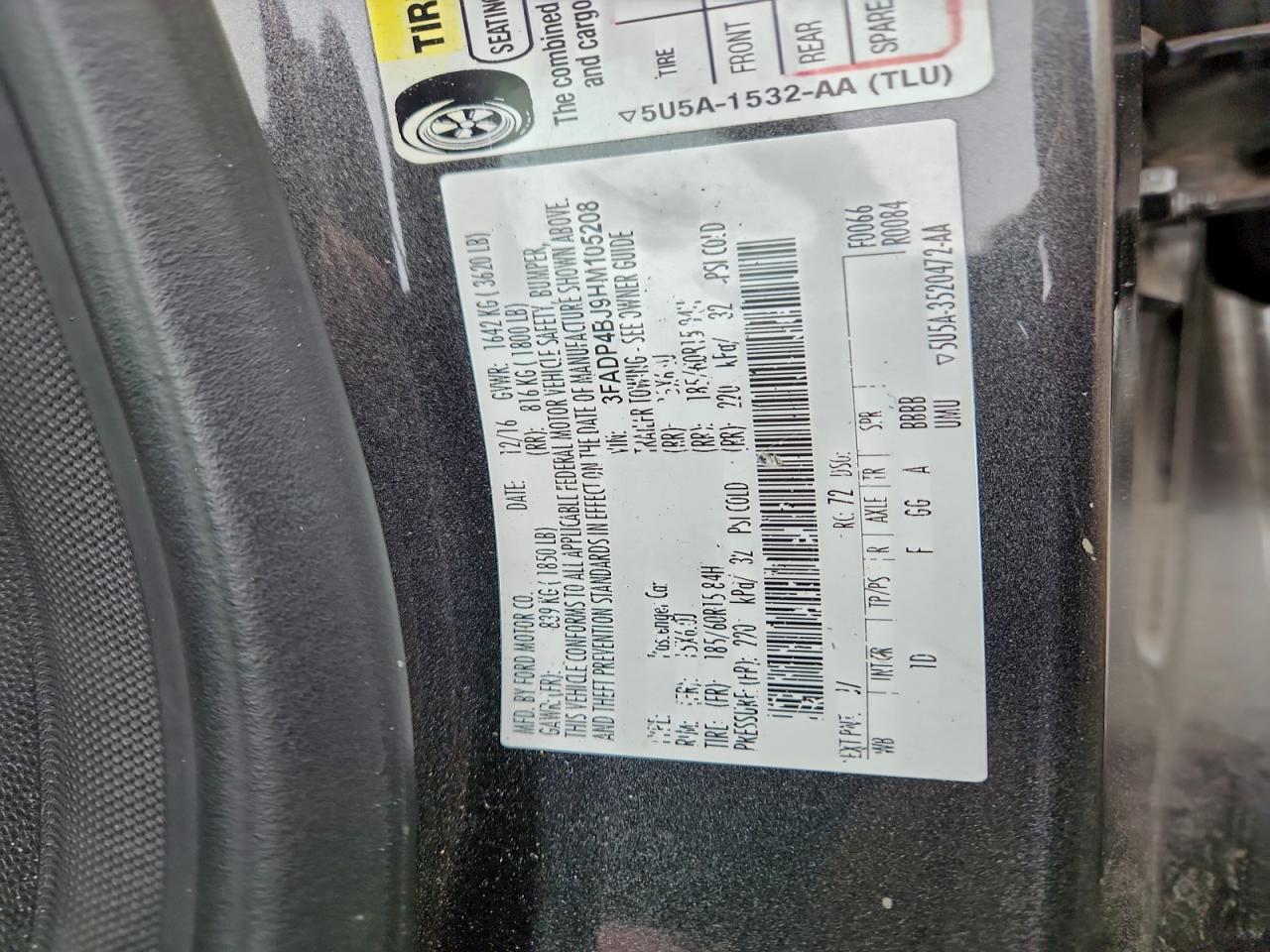 2017 Ford Fiesta Se VIN: 3FADP4BJ9HM105208 Lot: 93473505