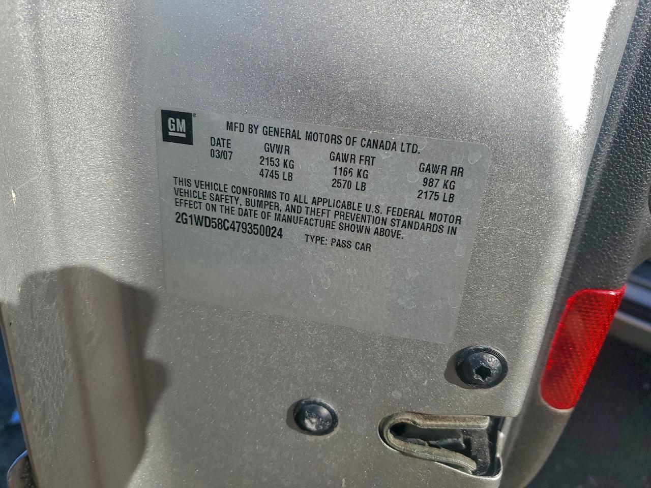 2007 Chevrolet Impala Super Sport VIN: 2G1WD58C479350024 Lot: 94378605