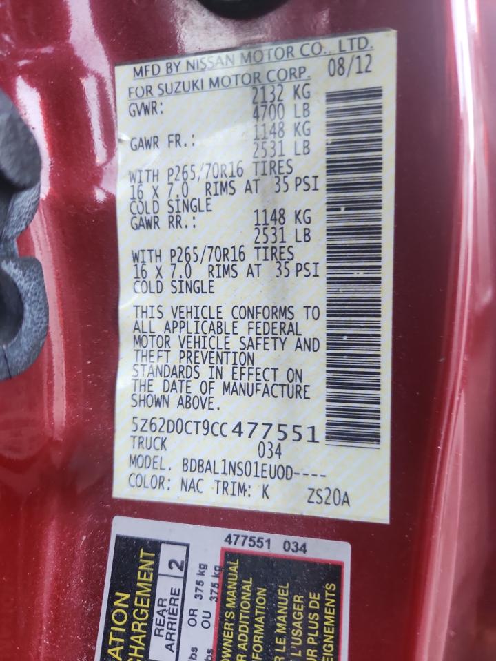 2012 Suzuki Equator Base VIN: 5Z62D0CT9CC477551 Lot: 91219165