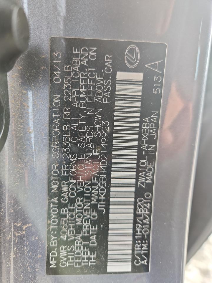 2013 Lexus Ct 200 VIN: JTHKD5BH4D2149923 Lot: 93708945