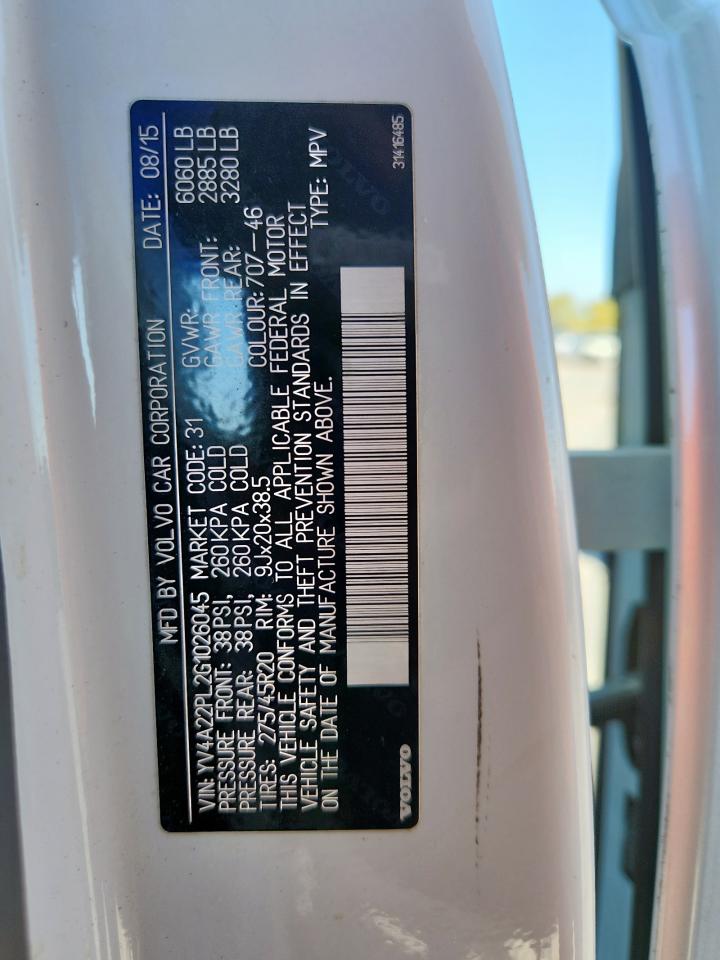 2016 Volvo Xc90 T6 VIN: YV4A22PL2G1026045 Lot: 92794895