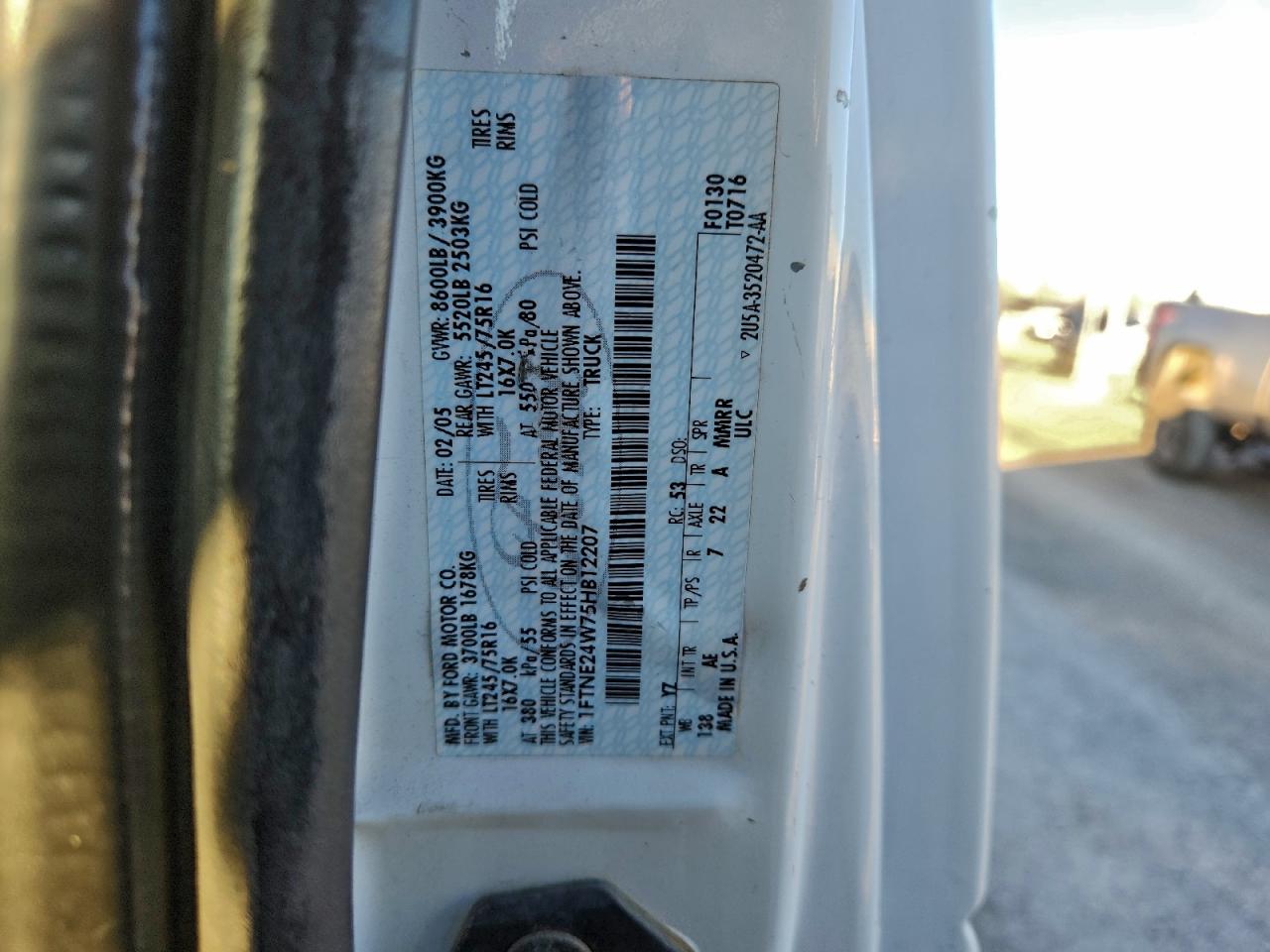 2005 Ford Econoline E250 Van VIN: 1FTNE24W75HB12207 Lot: 94035035