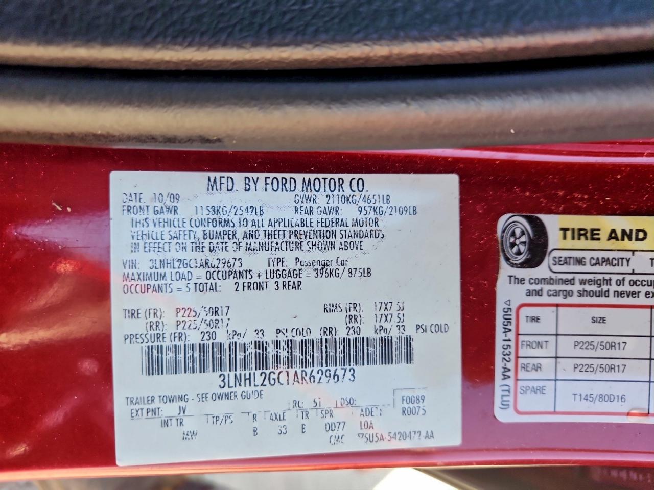 2010 Lincoln Mkz VIN: 3LNHL2GC1AR629673 Lot: 92454595