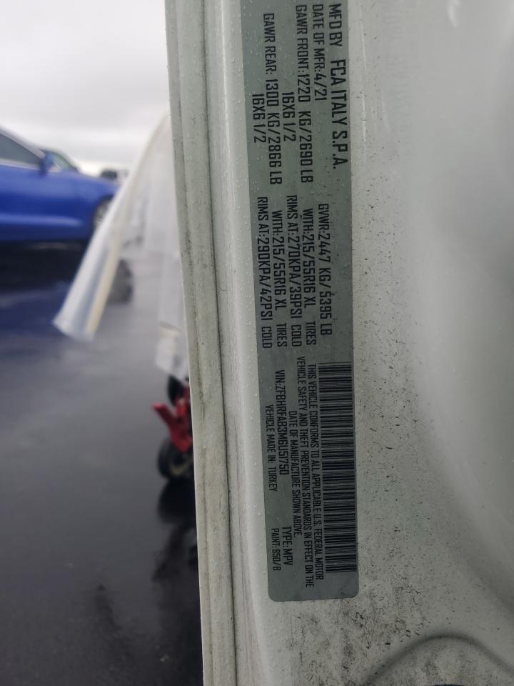 2021 Ram Promaster Utility / Service Van VIN: ZFBHRFAB3M6U51750 Lot: 93903115