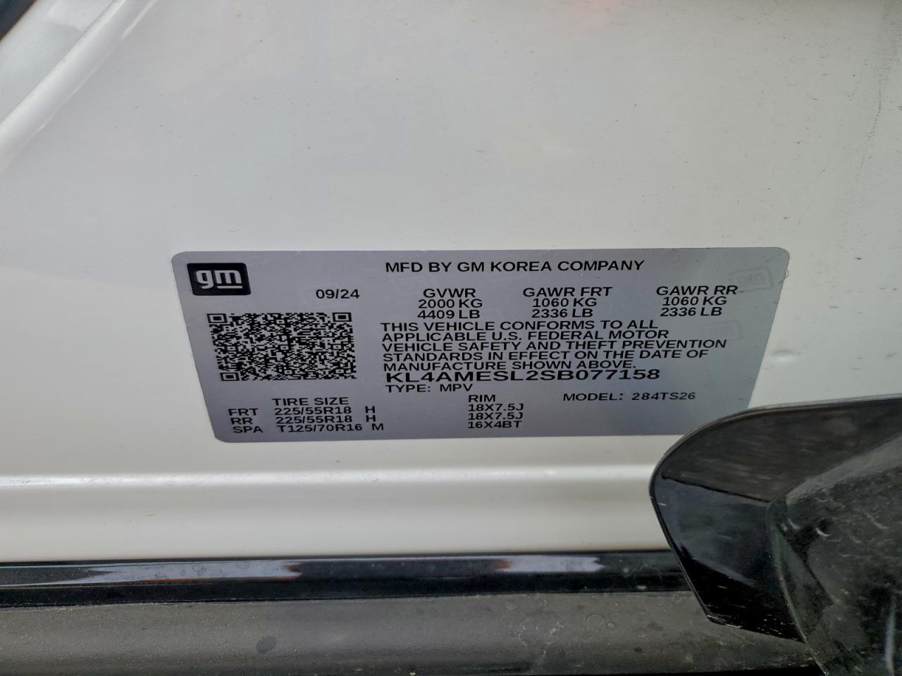 2025 Buick Encore Gx Sport Touring VIN: KL4AMESL2SB077158 Lot: 93345765