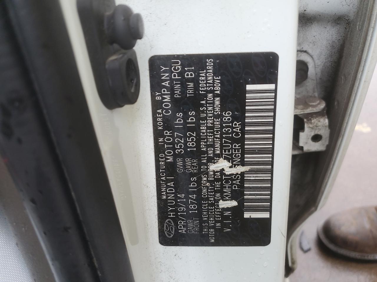 2014 Hyundai Accent Gls VIN: KMHCT4AE7EU713186 Lot: 90349995