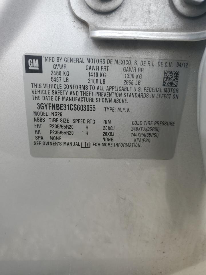 2012 Cadillac Srx Performance Collection VIN: 3GYFNBE31CS603055 Lot: 91797645