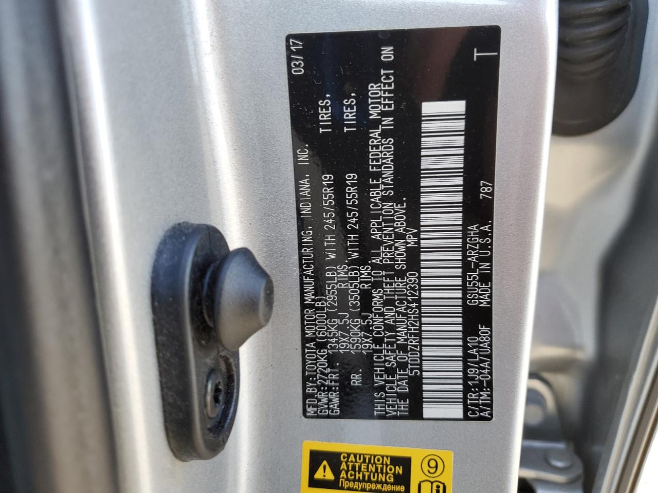 2017 Toyota Highlander Limited VIN: 5TDDZRFH2HS412390 Lot: 91696465