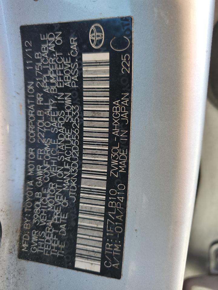 2013 Toyota Prius VIN: JTDKN3DU2D5562533 Lot: 91529465