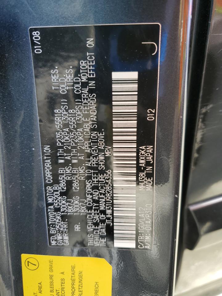 2008 Lexus Rx 400H VIN: JTJHW31U982854356 Lot: 91696875