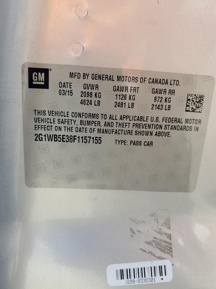 2015 Chevrolet Impala Limited Lt VIN: 2G1WB5E38F1157155 Lot: 91403205