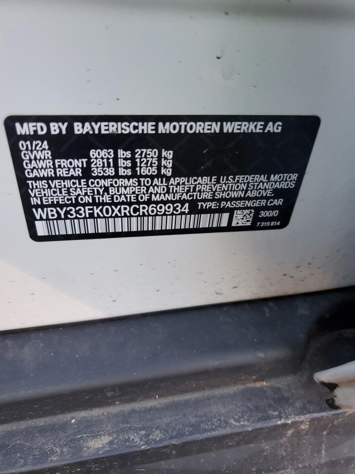 2024 BMW I5 Edrive 40 VIN: WBY33FK0XRCR69934 Lot: 92753565