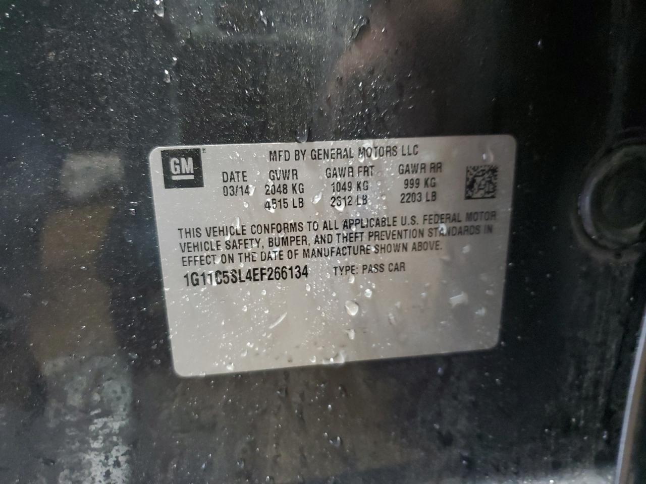 2014 Chevrolet Malibu 1Lt VIN: 1G11C5SL4EF266134 Lot: 94117165