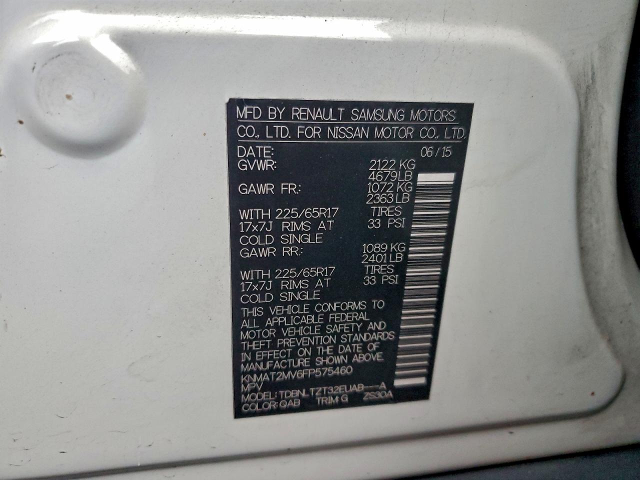 2015 Nissan Rogue S VIN: KNMAT2MV6FP575460 Lot: 94080605