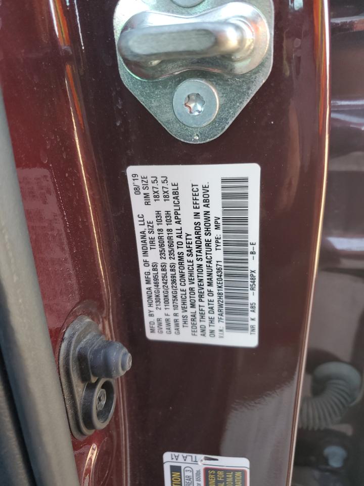 2019 Honda Cr-V Exl VIN: 7FARW2H81KE043671 Lot: 92917585