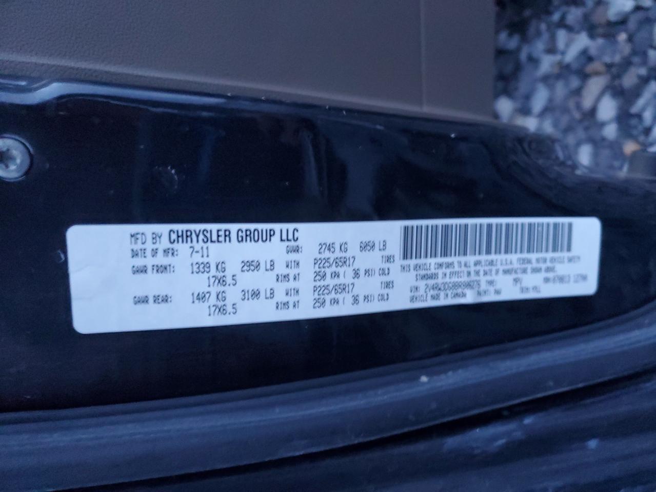 2011 Volkswagen Routan Se VIN: 2V4RW3DG8BR806276 Lot: 92667565